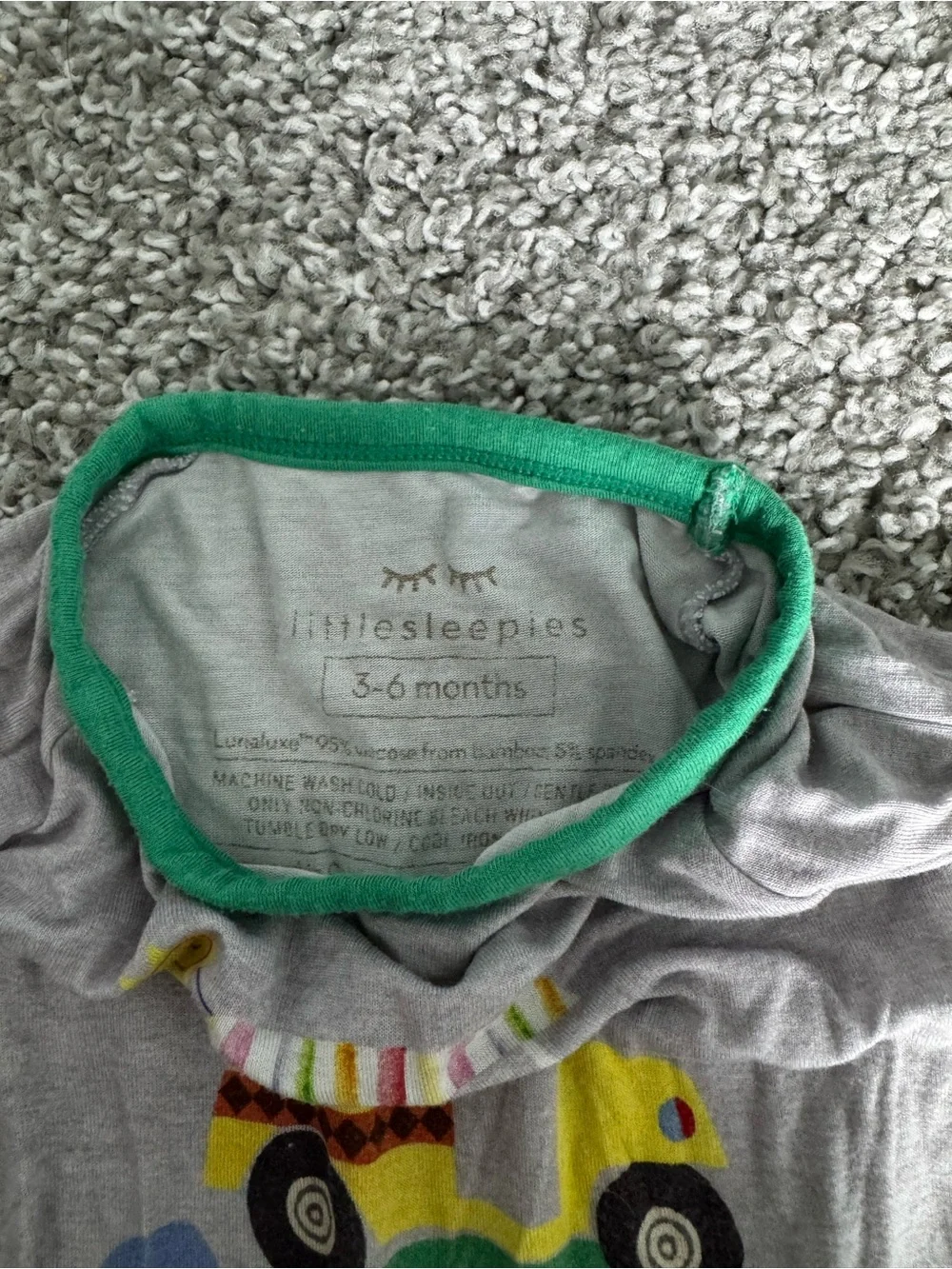 Lil Caddy Gray & Green Kids One-Piece Bamboo Pajamas